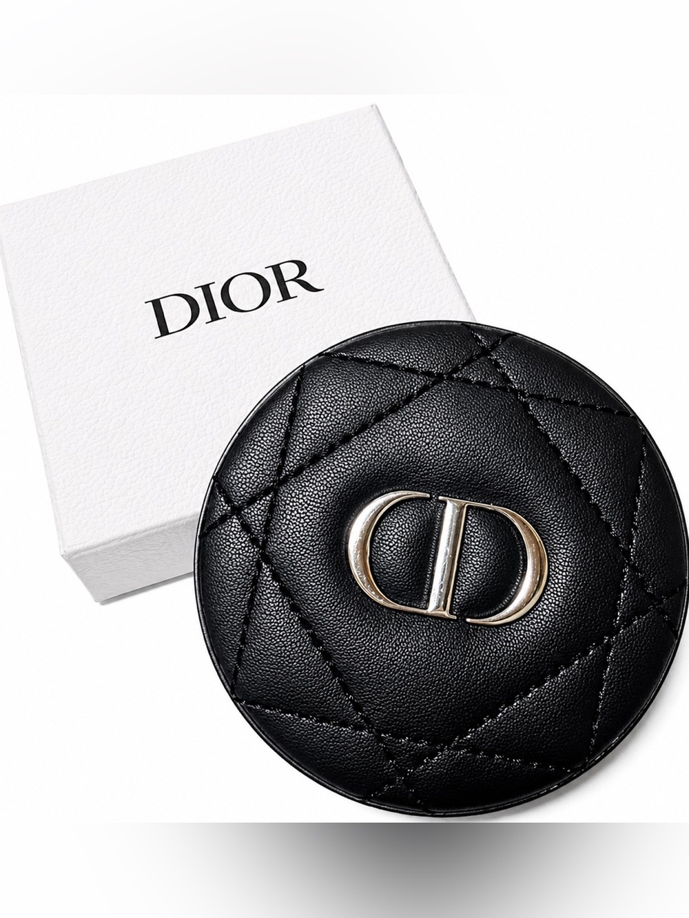 NIB Dior Black Quilted Compact Mirror with CD Logo